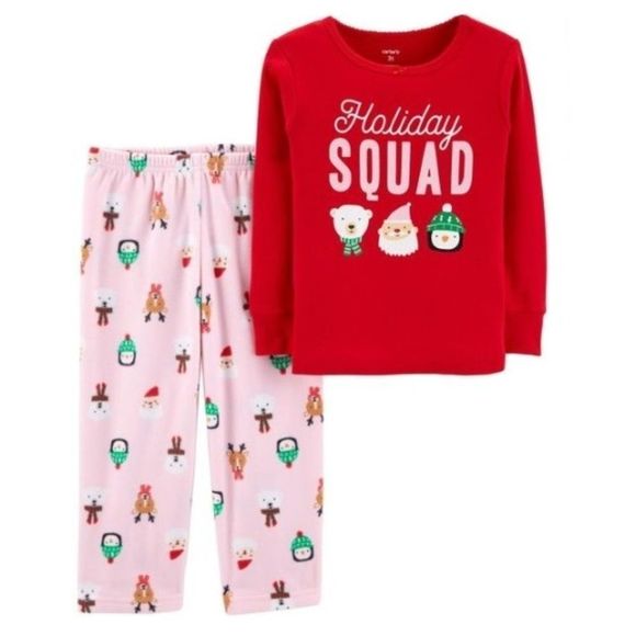 NWT Carter's 2-Piece Holiday Cotton & Fleece PJs - Picture 1 of 2